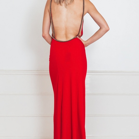 OPEN BACK RED MAXI DRESS - Picture 4 of 4